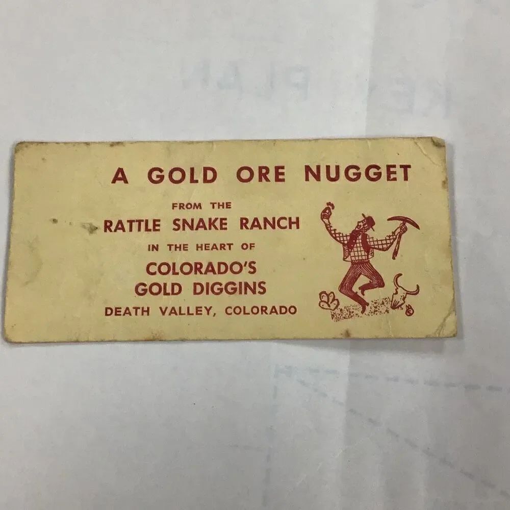 Vintage, gold ore postcard from Death Valley